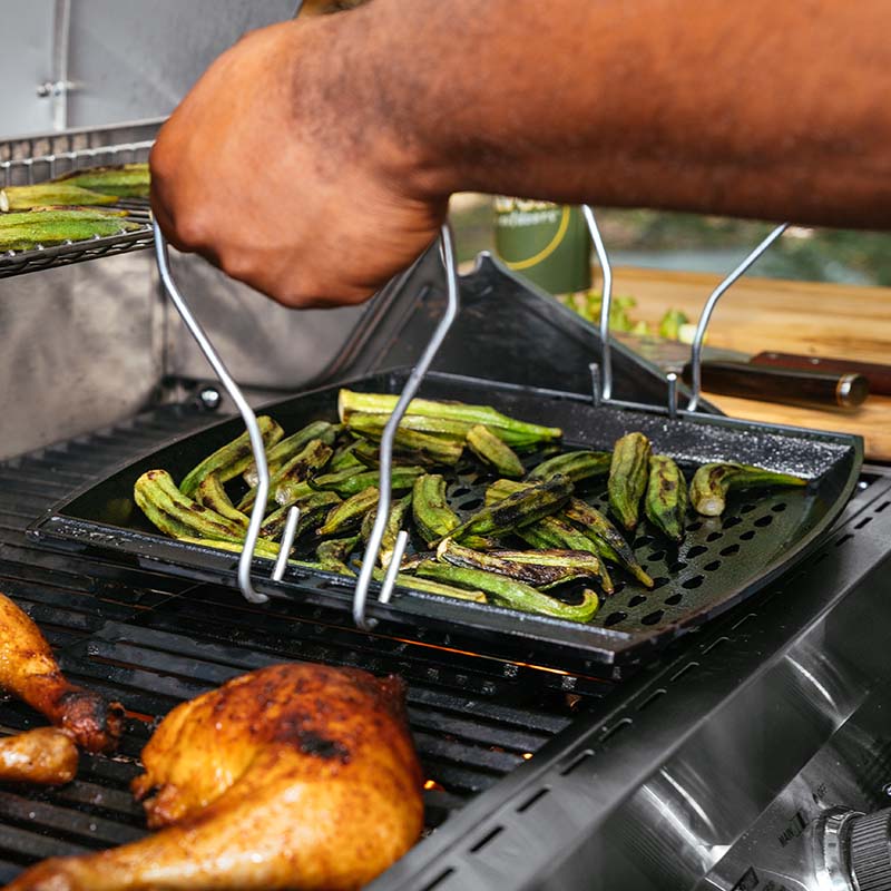 15 x 12 Inch Seasoned Cast Iron Grill Topper - Image 5