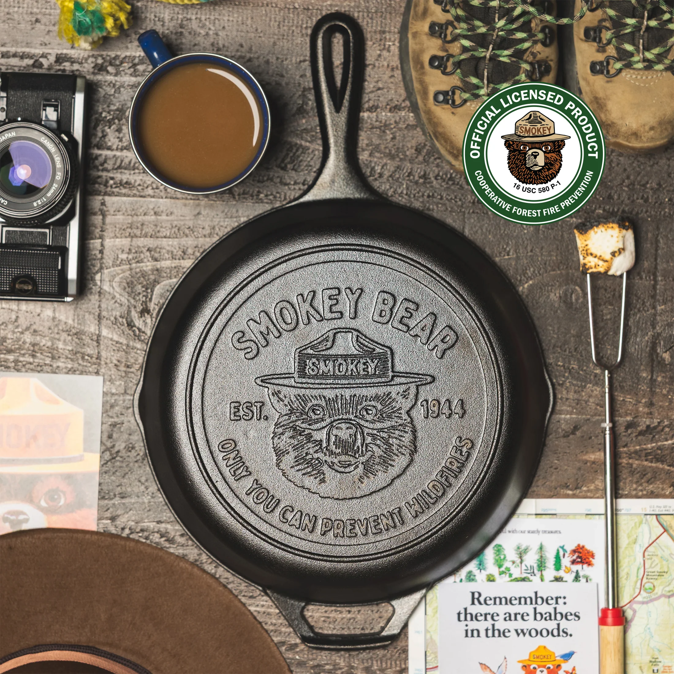 10.25 Inch Seasoned Cast Iron Smokey Bear? Skillet